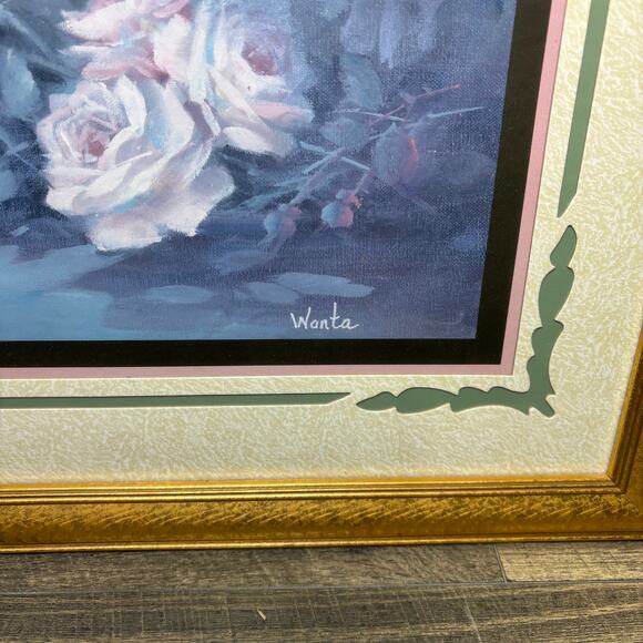 Vintage Wanta Davenport Floral Famed Painting Made in USA - Picture 2 of 5
